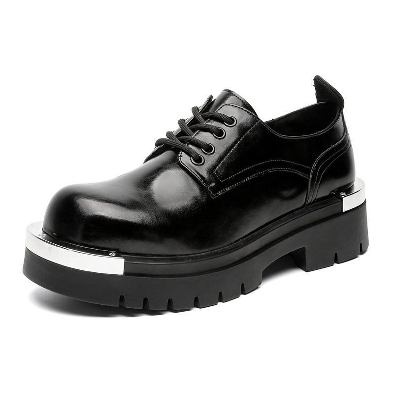 

WEISHIBANGWEI Мужские повседневные туфли черные с потайной платформой, цвет Black Hidden Wedge