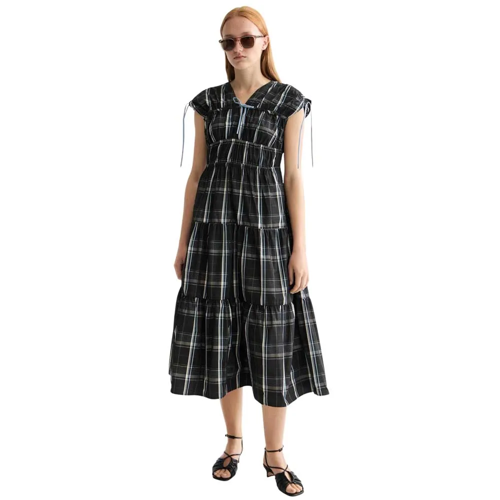 

Платье Scotch & Soda Gathered Taffeta Tied sleeveless midi, черный