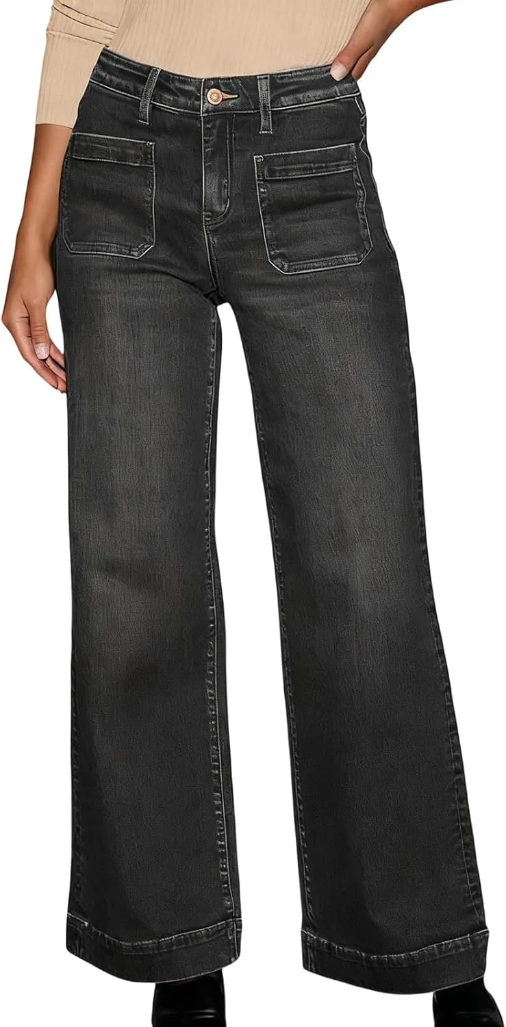 

Женские джинсы Wide Leg High Waisted с эффектом Tummy Control, Stretchy, в стиле Vintage Y2k