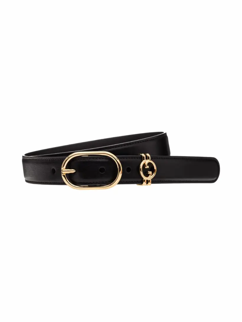 

Кожаный ремень Interlocking G Gucci, черный