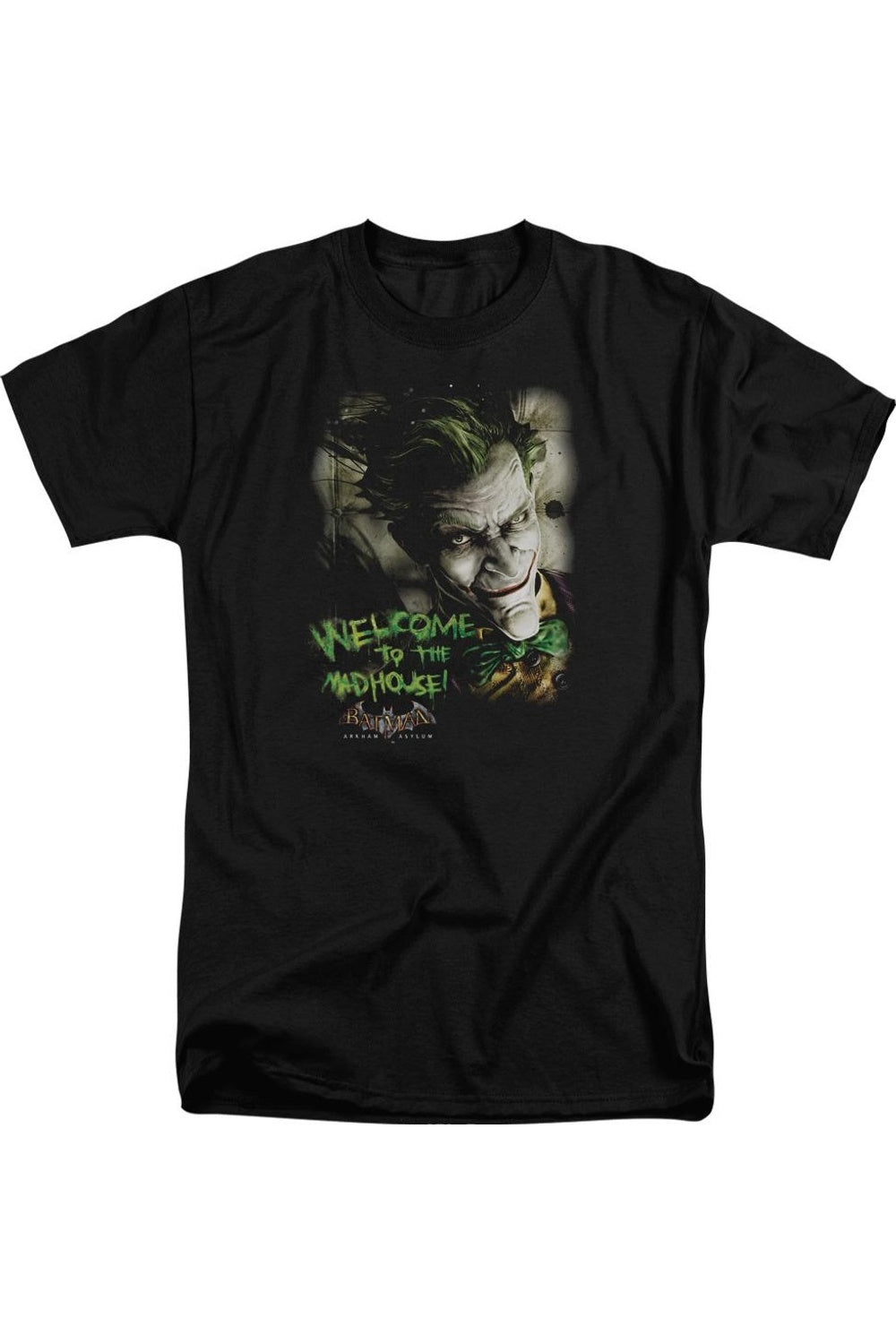 

Футболка с коротким рукавом для взрослых Batman Arkham Asylum Welcome To The Madhouse Gildan, черный