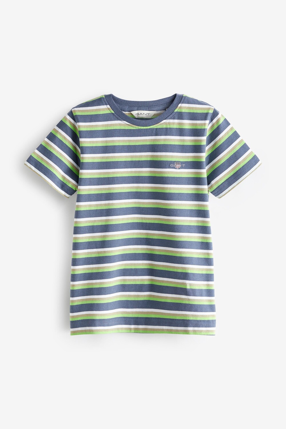 

Детская полосатая футболка со щитом Gant, синий