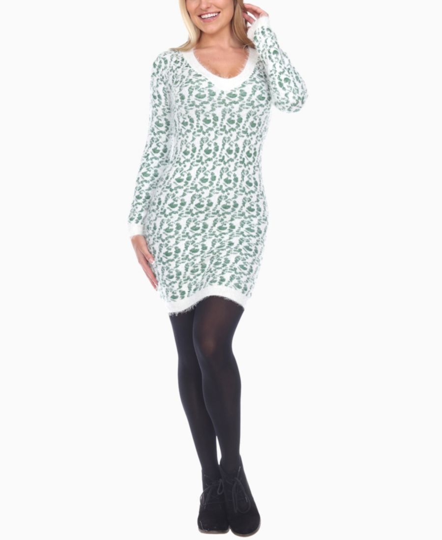 

Женское пушистое вязаное платье-свитер White Mark, Green