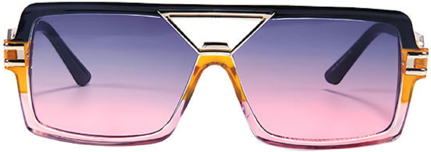 

Модные солнцезащитные очки с двойной перемычкой, квадратной формы, ретро-стиль, градиентные линзы, защита от УФ-излучения UV400, трендовые уникальные солнцезащитные очки для мужчин mincl, Gray Pink