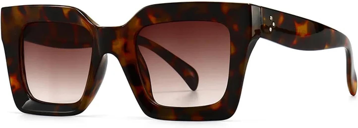 

Модные винтажные солнцезащитные очки в крупной оправе для женщин и мужчин, для путешествий, класса люкс, большие солнцезащитные очки с защитой от УФ-излучения UV400 TKKTLLT, Leopard Brown