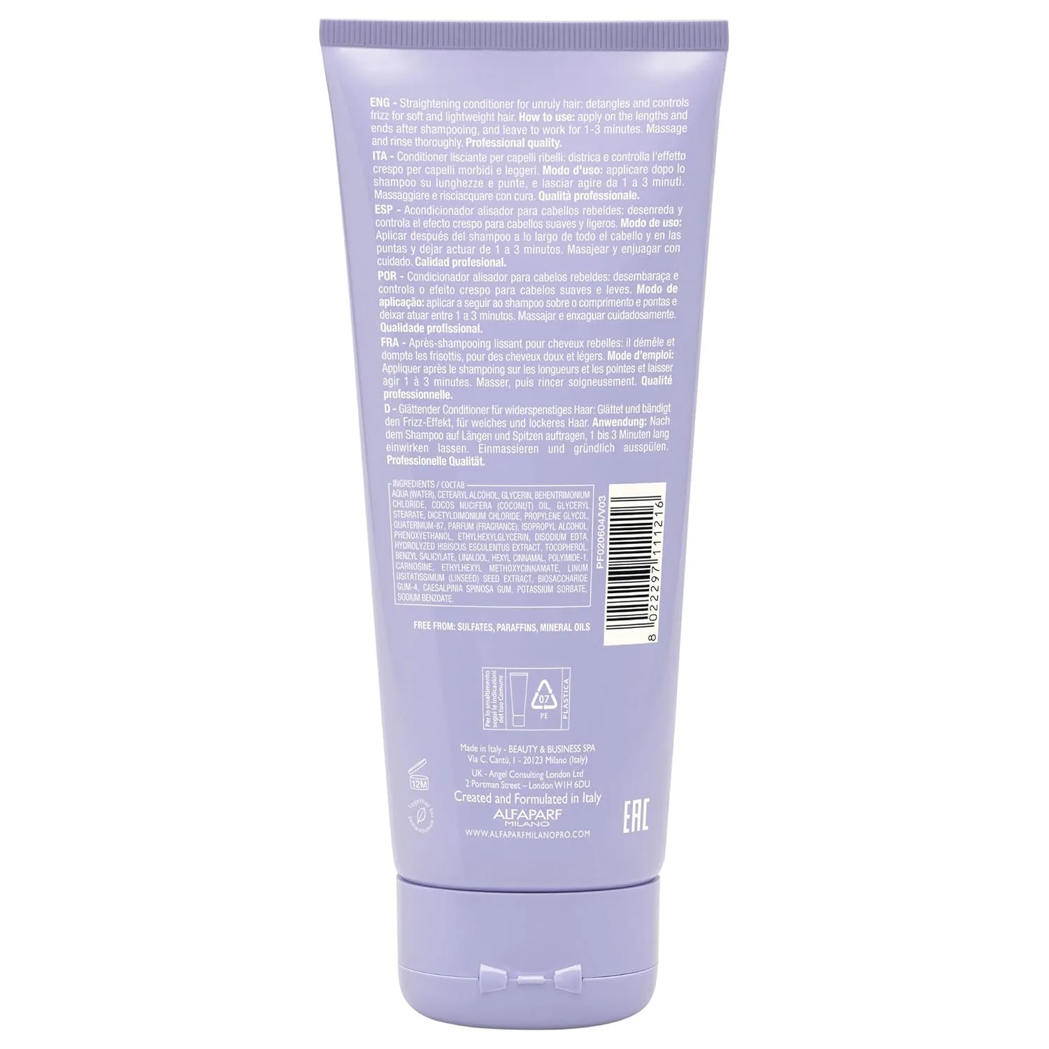 Alfaparf Milano Semi Di Lino Smooth Conditioner для непослушных и пушащихся волос - смягчающий кондиционер с семенами льна для контроля влажности 200 мл — фото 2