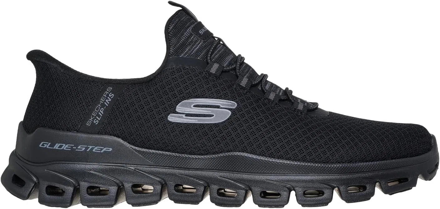 Мужские кроссовки Skechers Glide-Step Noxus Hands Free без шнурков, Black Mesh Pu — фото 4