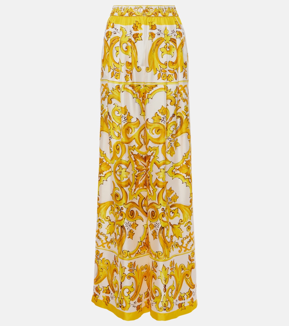 

Брюки-палаццо из шелкового твила майолики Dolce&Gabbana, Mix Maiolica Giallo