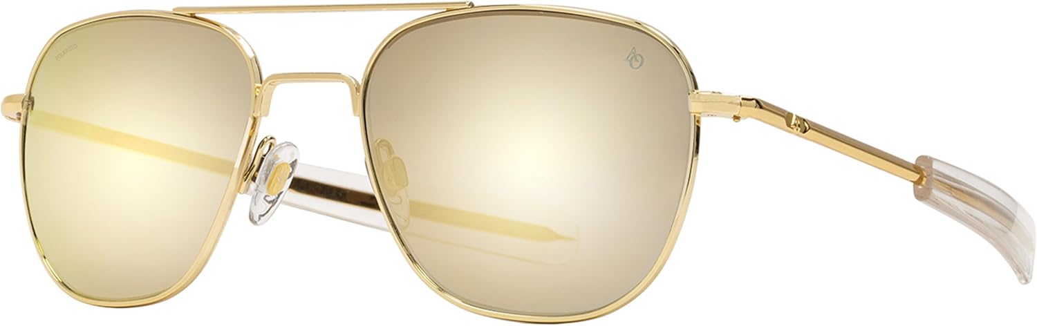 

Оригинальные солнцезащитные очки-пилот AO American Optical | Нейлоновые линзы AOLite | Доступны поляризованные и неполяризованные линзы, Gold / Sunflash Gold Mirror Lens