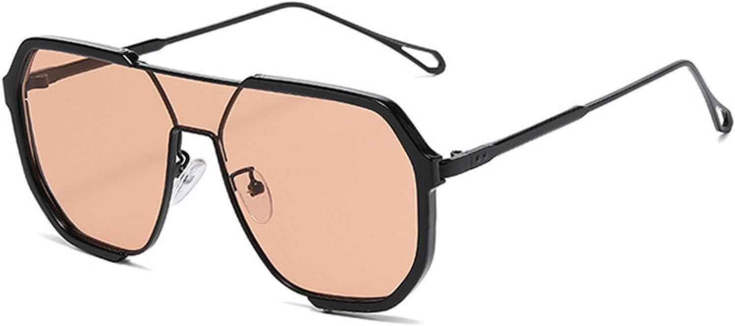 

Уникальные цельные солнцезащитные очки для женщин в металлической оправе, роскошные солнцезащитные очки для мужчин с защитой от УФ-излучения UV400 в стиле панк TKKTLLT, Black-lightbrown.