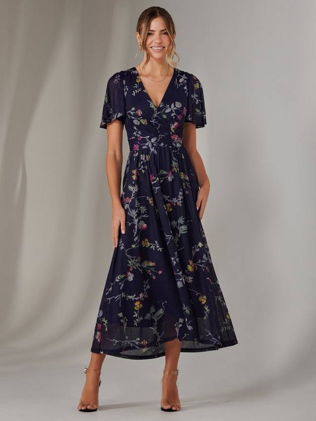 

Платье мидакси из цветочной сетки Jolie Moi, цвет Navy/Pink