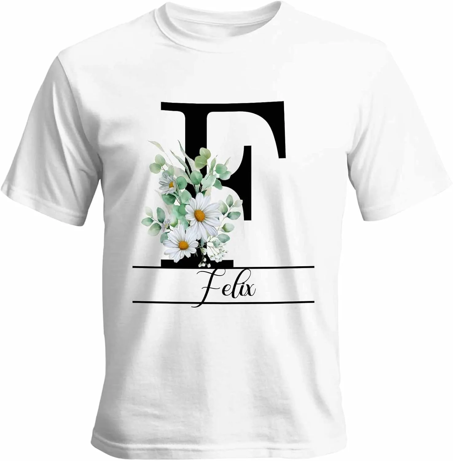 

Футболка с именем или текстом Daisy F, Unisex, Cotton, Round Neck Vaxbryntel