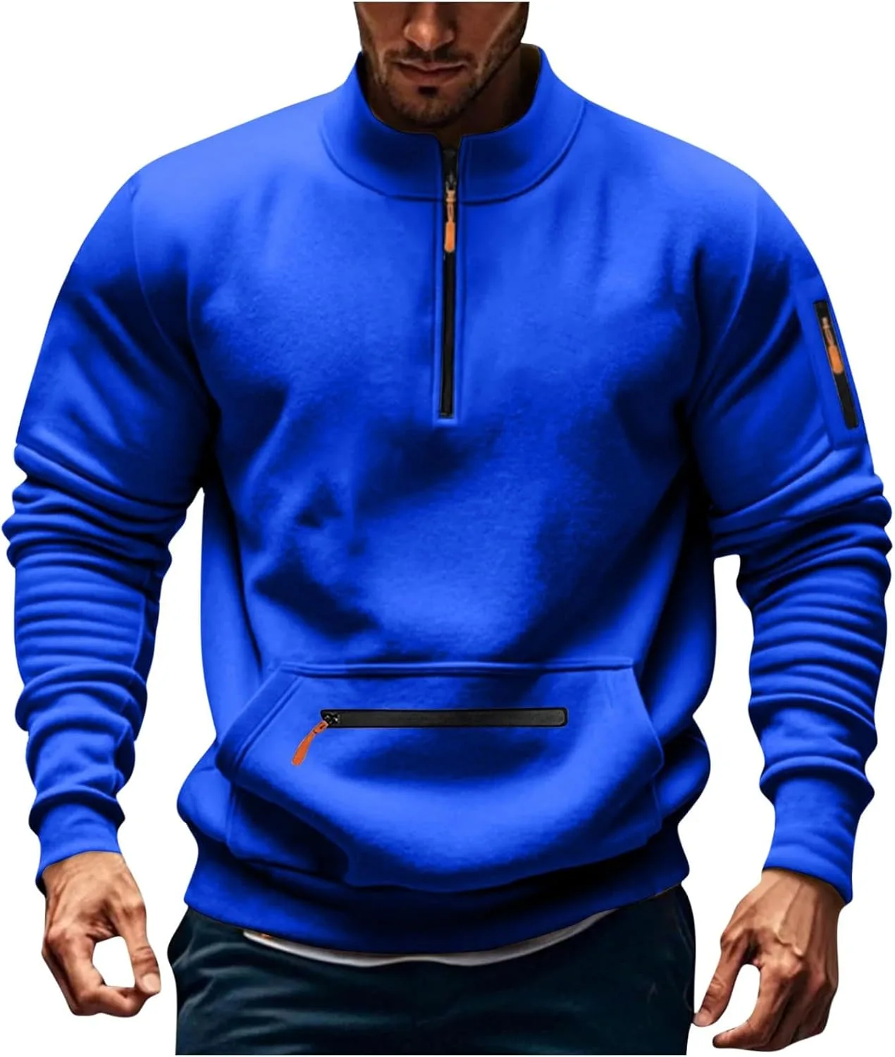 

Мужской свитшот с молнией на четверть, длинный рукав, Big and Tall, тактический