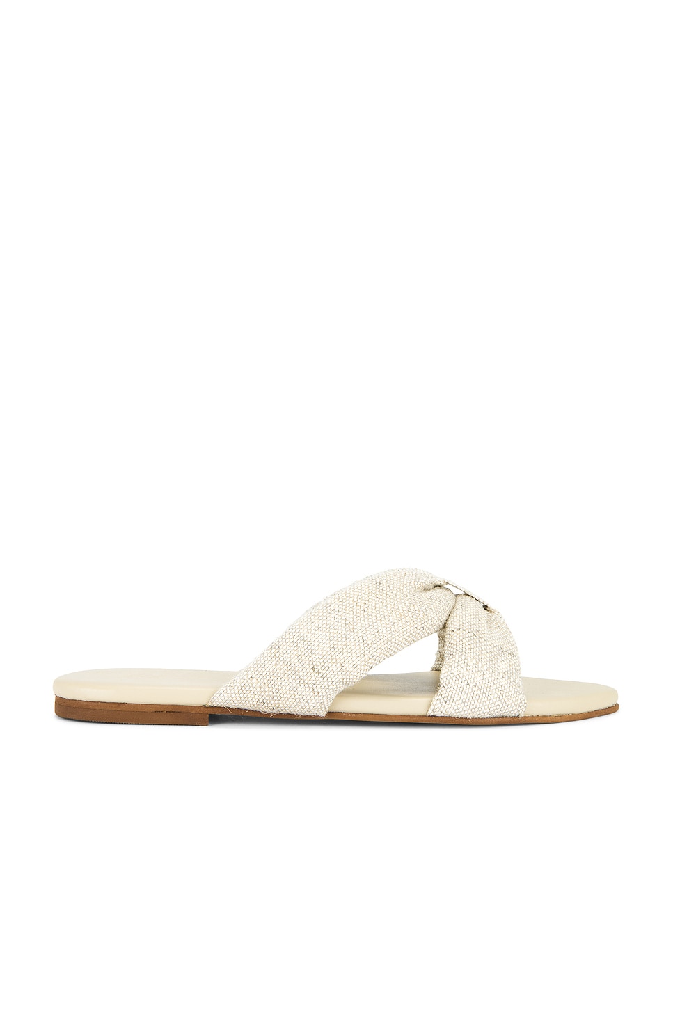 Кожаная сандалия с перекрестными ремешками Banha chunky criss cross linen sandal Kaanas, oat