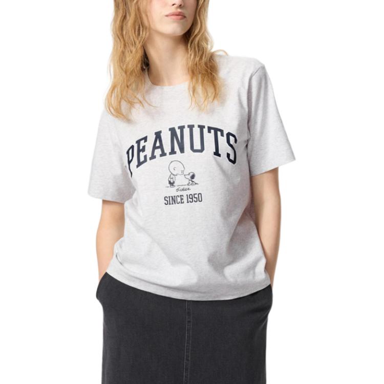 Футболка x PEANUTS Collaboration женская серая UNIQLO, серый — фото 3