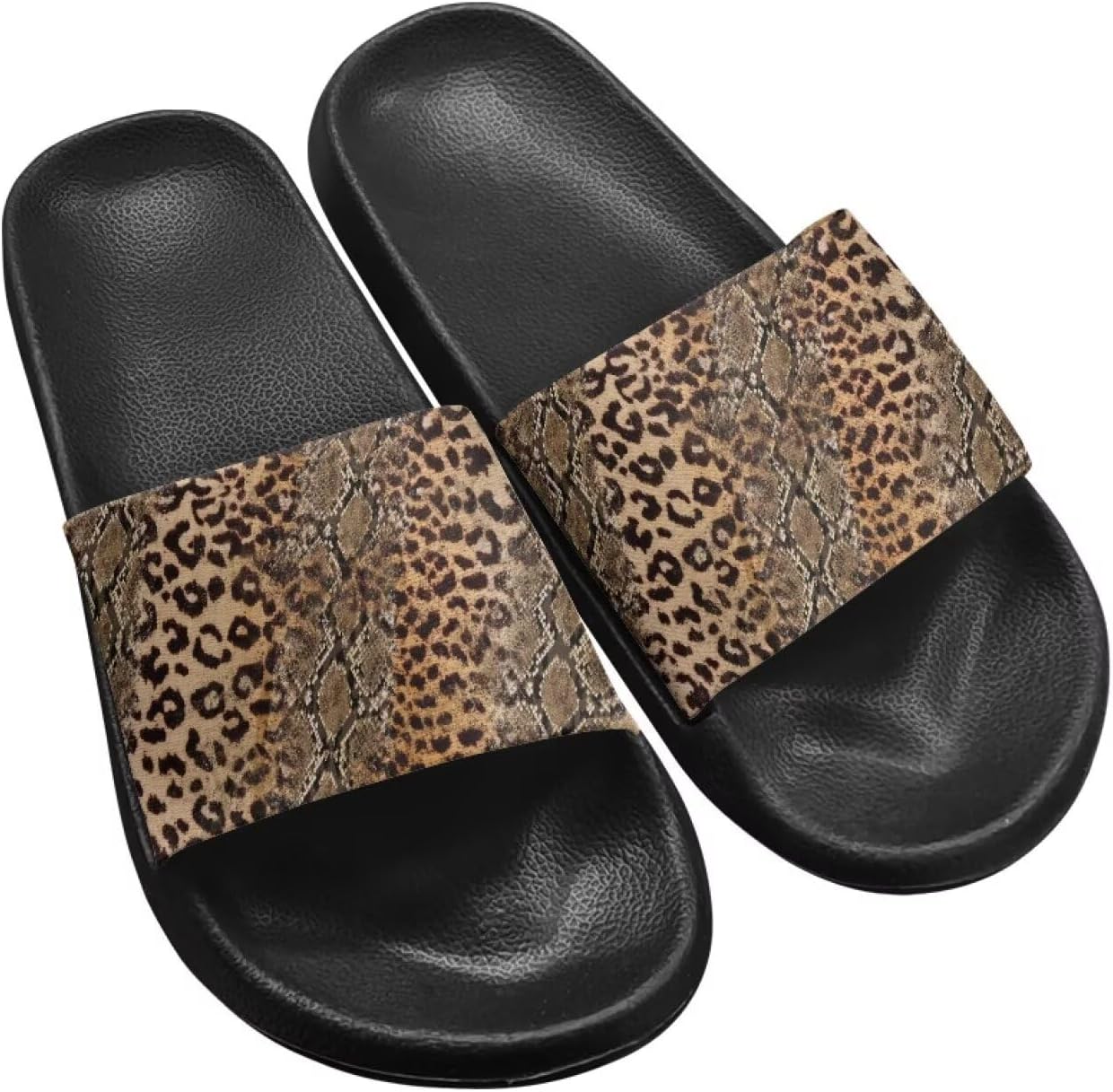 

Тапочки для душа Twousenru для мужчин, домашние шлепанцы, для ванной, для дома и пляжа, сандалии для бассейна, нескользящие с мягкой подошвой, Leopard Patchwork