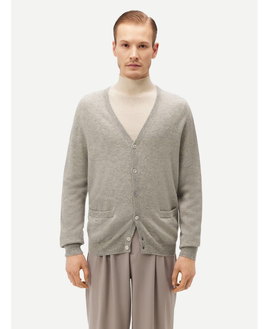 

Мужской кардиган с V-образным вырезом и пуговицами Gobi Cashmere, Gray-flint gray