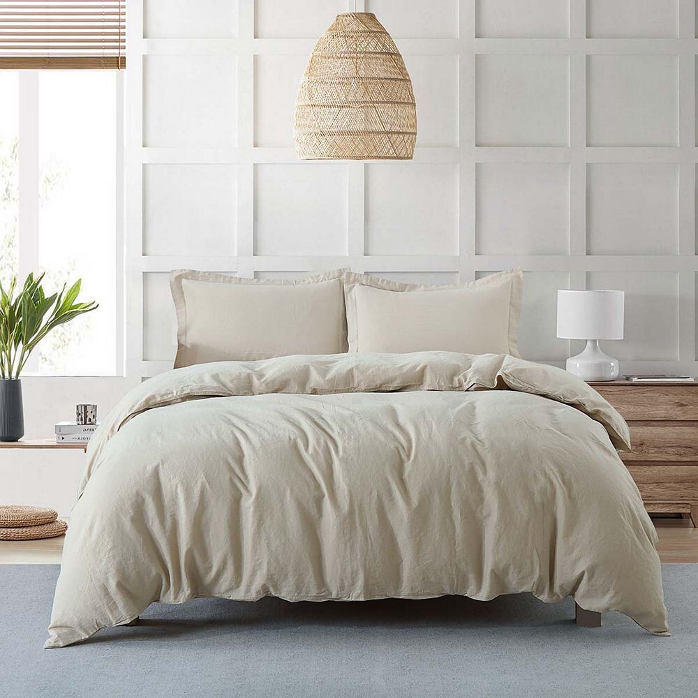 

Комплект предварительно выстиранных льняных пододеяльников Egyptian Linens, цвет Linen