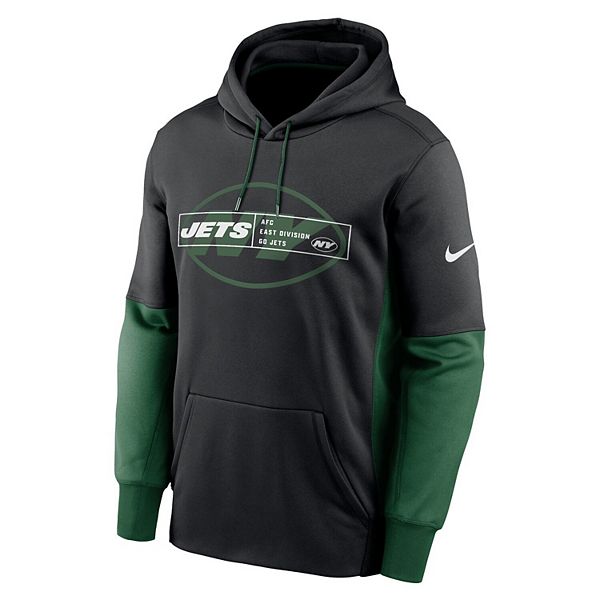 Мужская черная толстовка с капюшоном New York Jets Color Block Fleece Performance Nike — фото 3