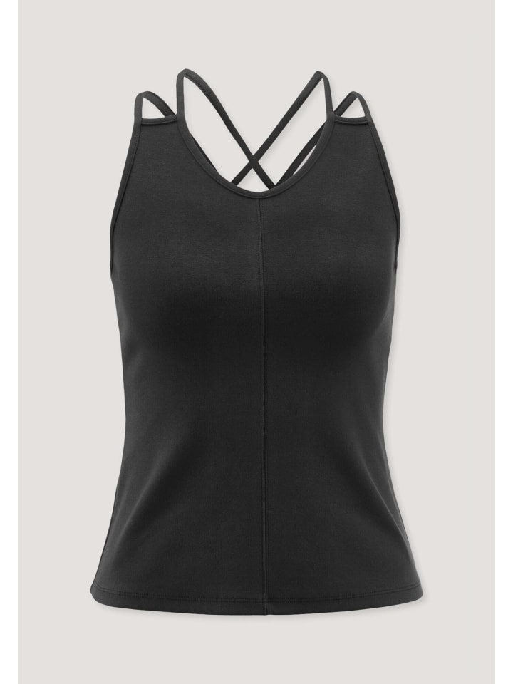 

Спортивный топ Hessnatur Top Fitted ACTIVE COMFORT из органического хлопка черного цвета