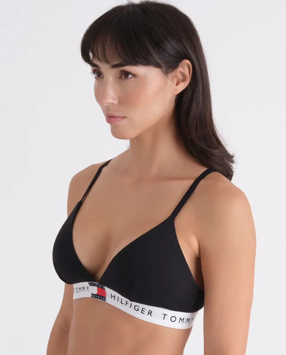 Треугольный бюстгальтер без косточек с надписью Tommy Hilfiger, черный — фото 2