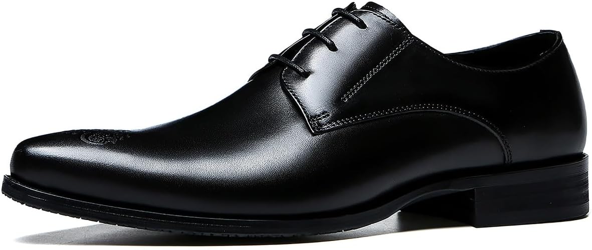 

Мужские оксфорды Santimon из кожи, формальные туфли броги дерби для деловой, вечерней, свадебной моды и повседневной ходьбы, черный