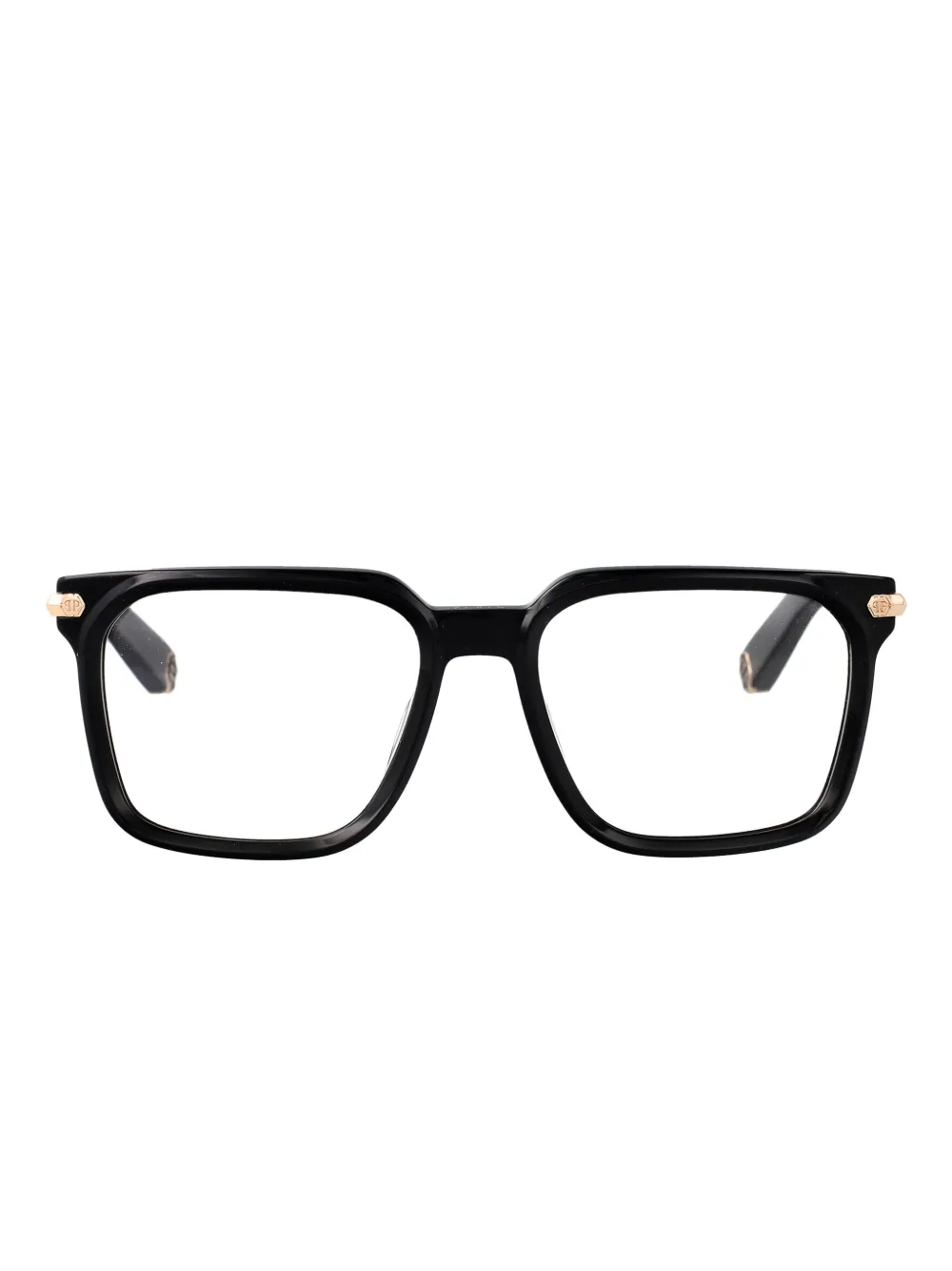 

Очки в квадратной оправе с золотыми деталями Philipp Plein Eyewear, черный