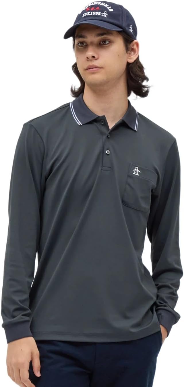 

Мужская рубашка с длинным рукавом Manning Wear MG5FLS29M, гладкая, ветрозащитная, эластичная, с защитой от УФ-излучения, для игры в гольф Munsingwear, серый