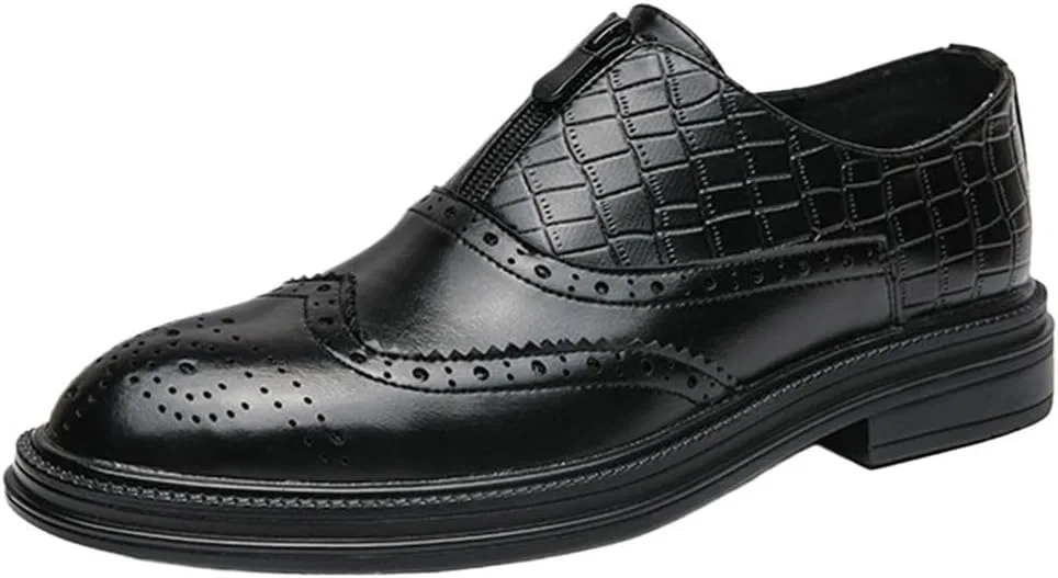 Лоферы британский стиль Men's Leather Oxford Shoes British Style Brogue Loafers Luxury Formal and Casual Flats Comfortable Dress Shoes, черный DHFIRUFSHLO