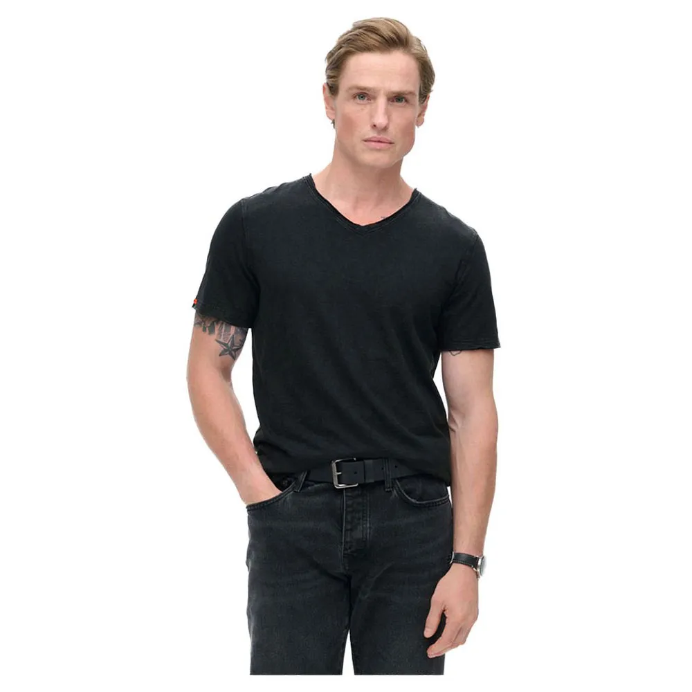 

Футболка с коротким рукавом Superdry Raw Edge Slub V, черный