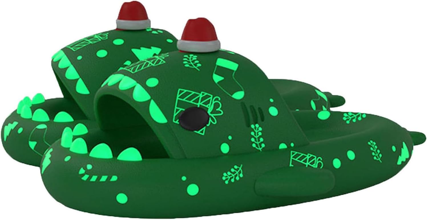 

Летаргическая акулья обувь для мужчин и женщин, милые плюшевые тапочки-животные для взрослых, уютные нескользящие акульи сандалии для ванной и улицы Lethargic, зеленый