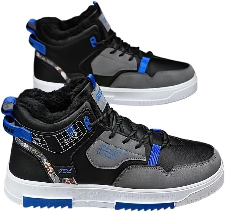 

Мужские модные сникеры с заплатками для скейта - превосходное сцепление, вентиляция и комфорт - надежные кроссовки на шнуровке для повседневного стиля Fmshi, черный