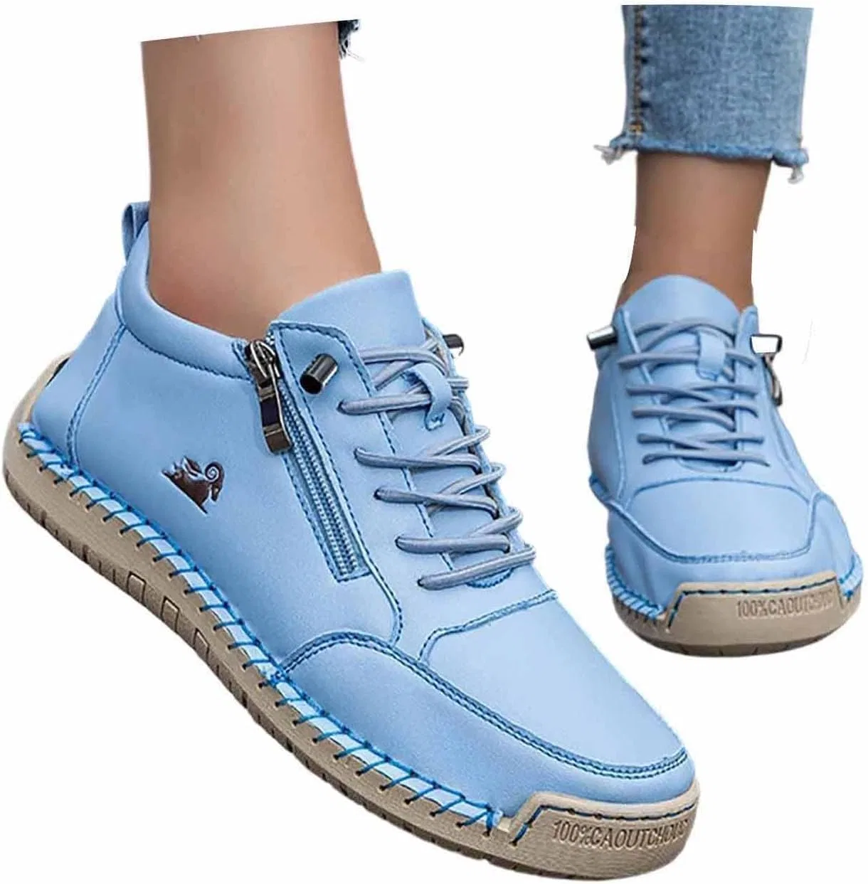 Обувь для ходьбы босиком зимняя кожаная Generisch B02 Sky Blue