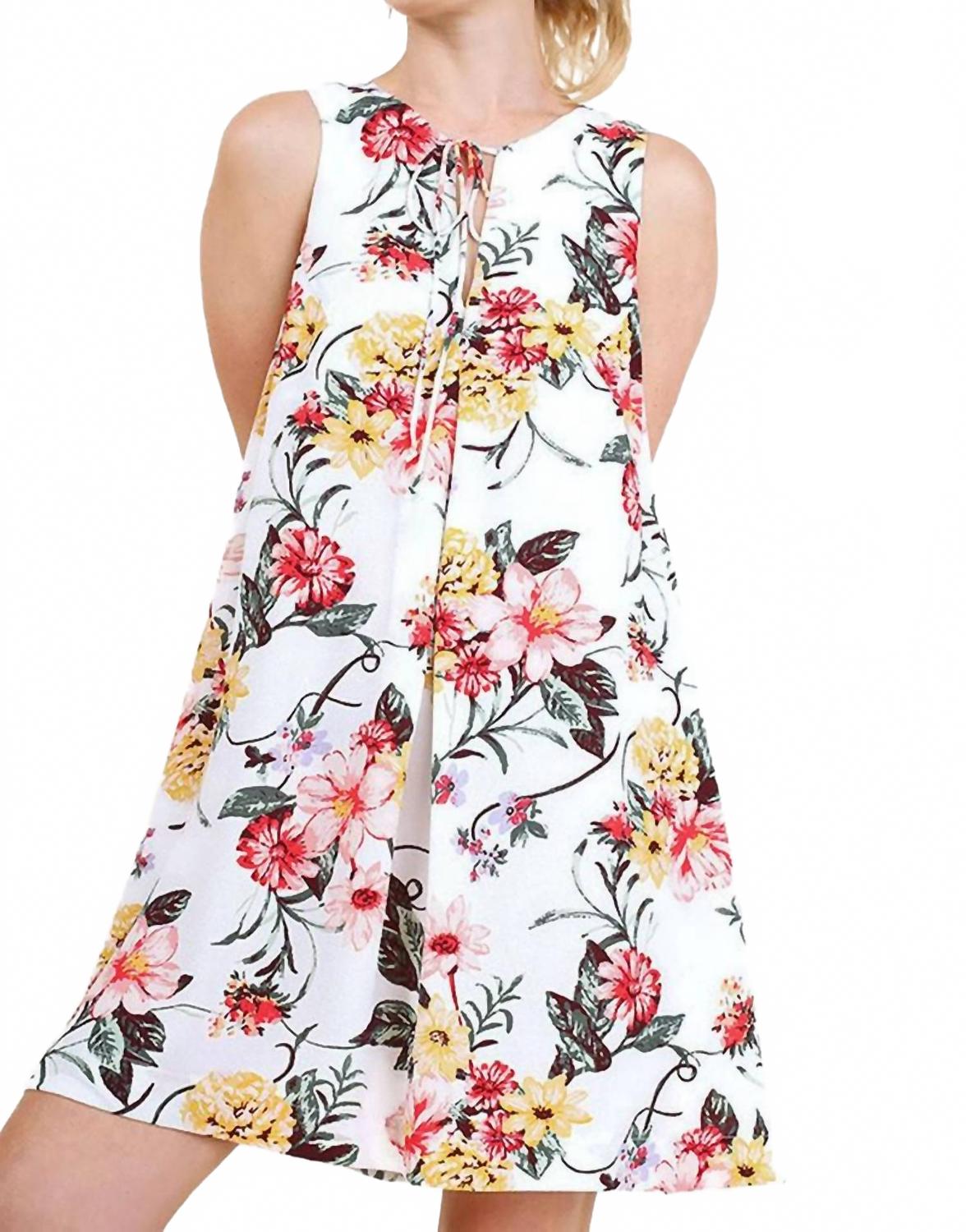 

Кремовое богемное платье с цветочным принтом и вырезом-ключкой Umgee