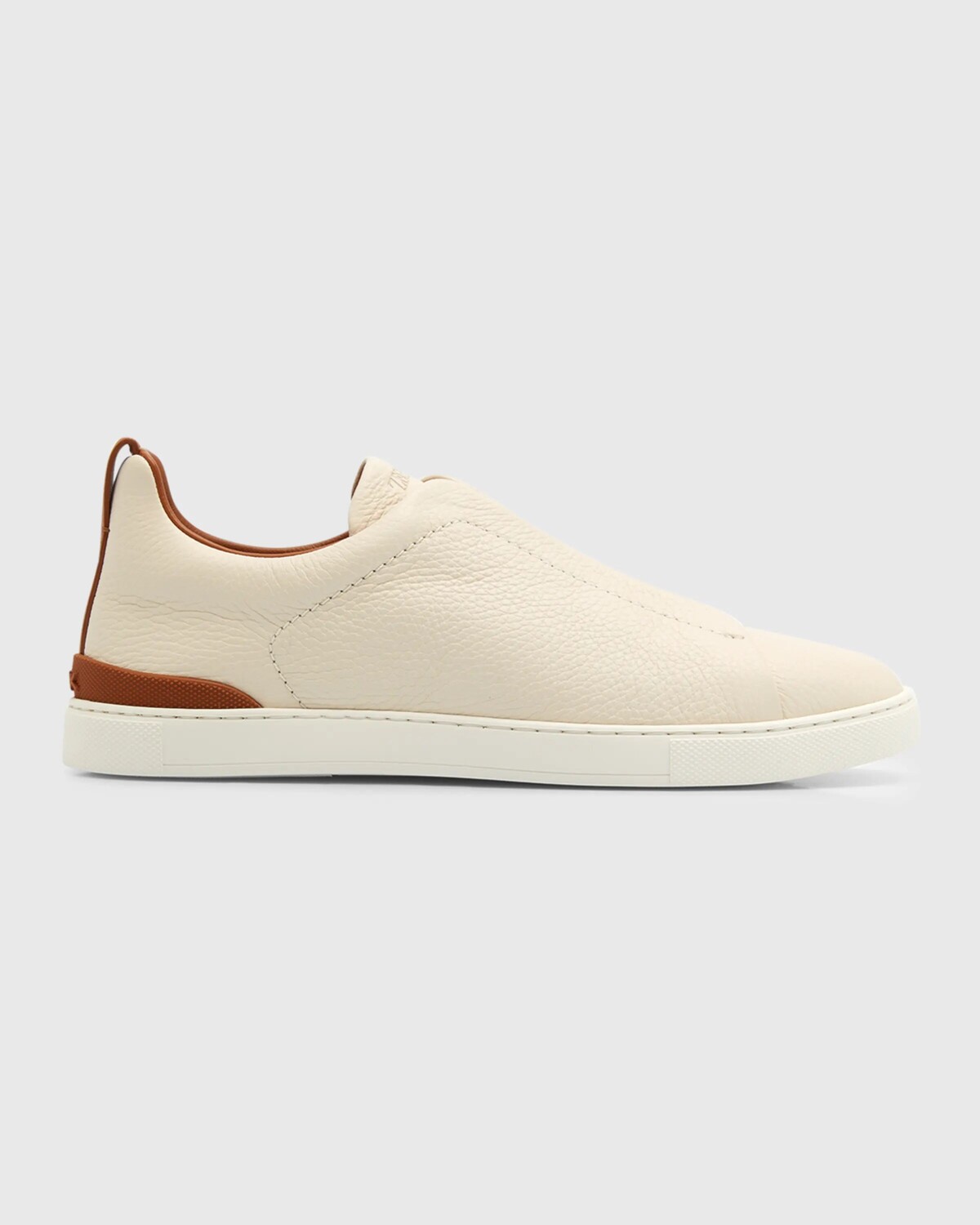 

Мужские кожаные кроссовки с тройной строчкой из оленьей кожи ZEGNA, цвет Off White Vicuna