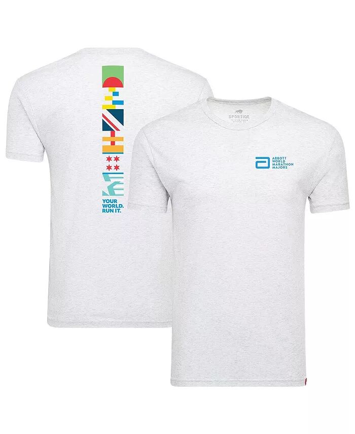 

Мужская и женская белая футболка World Marathon Majors Comfy Tri-Blend Sportiqe