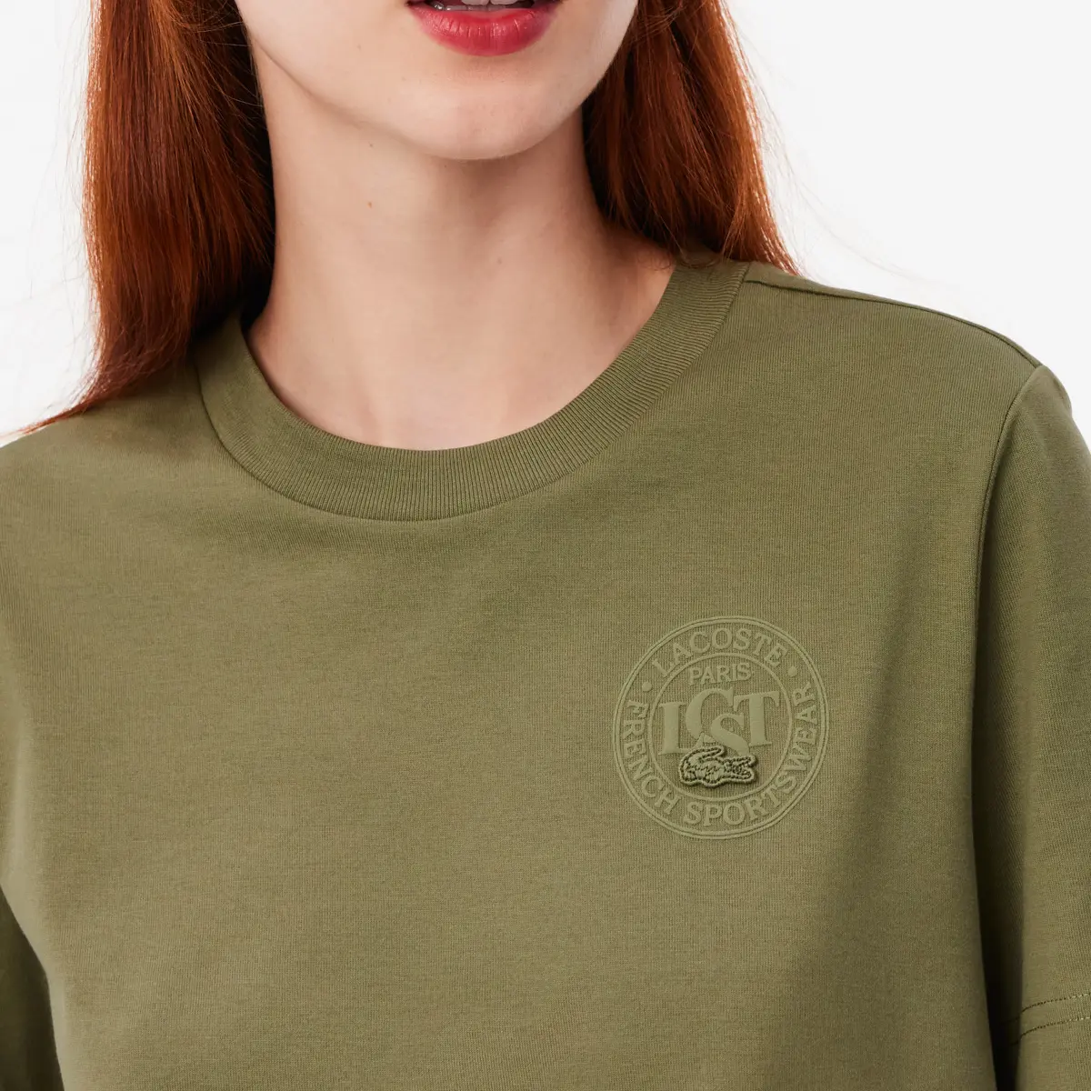 Футболка Lacoste Women's, хаки, с классическим кроем — фото 4