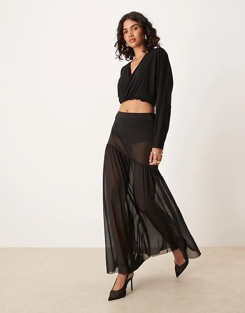 

Юбка-рыбка из прозрачной сетки ASOS DESIGN черного цвета