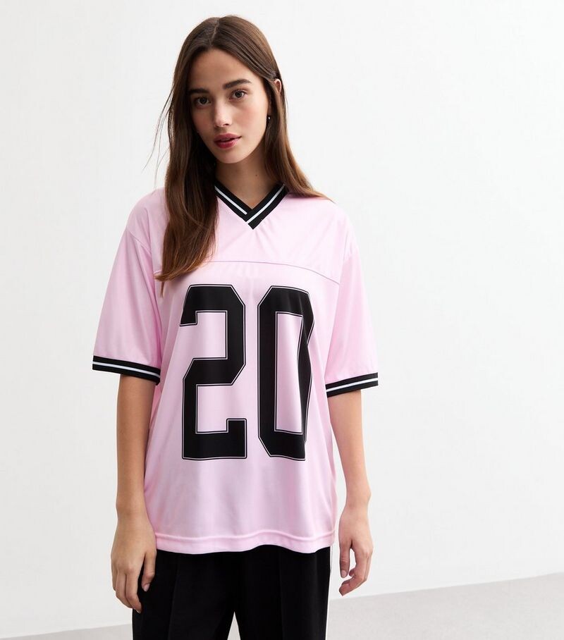 

Розовая футболка Oversized Football 20 New Look, розовый