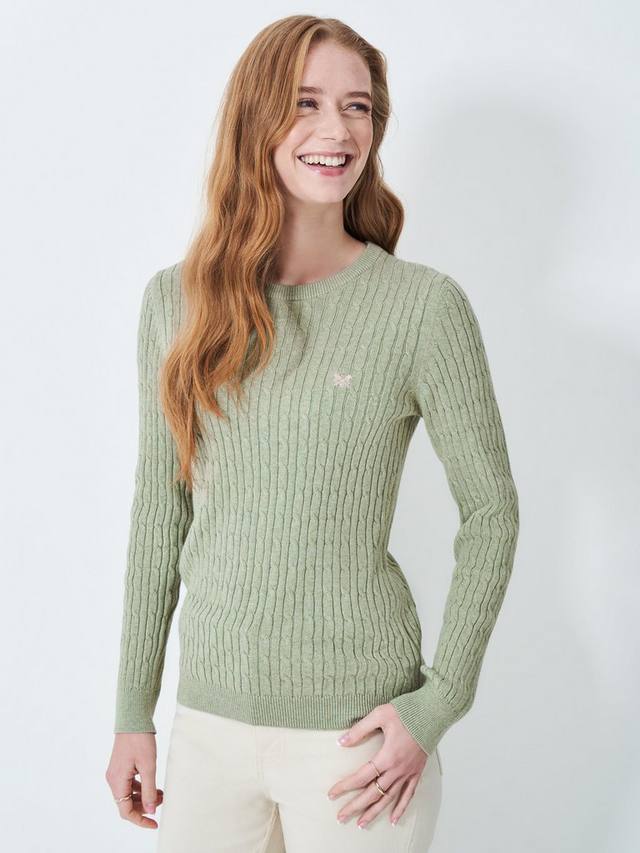 

Джемпер heritage из кашемировой смеси кабельной вязки Crew Clothing, цвет Light Green