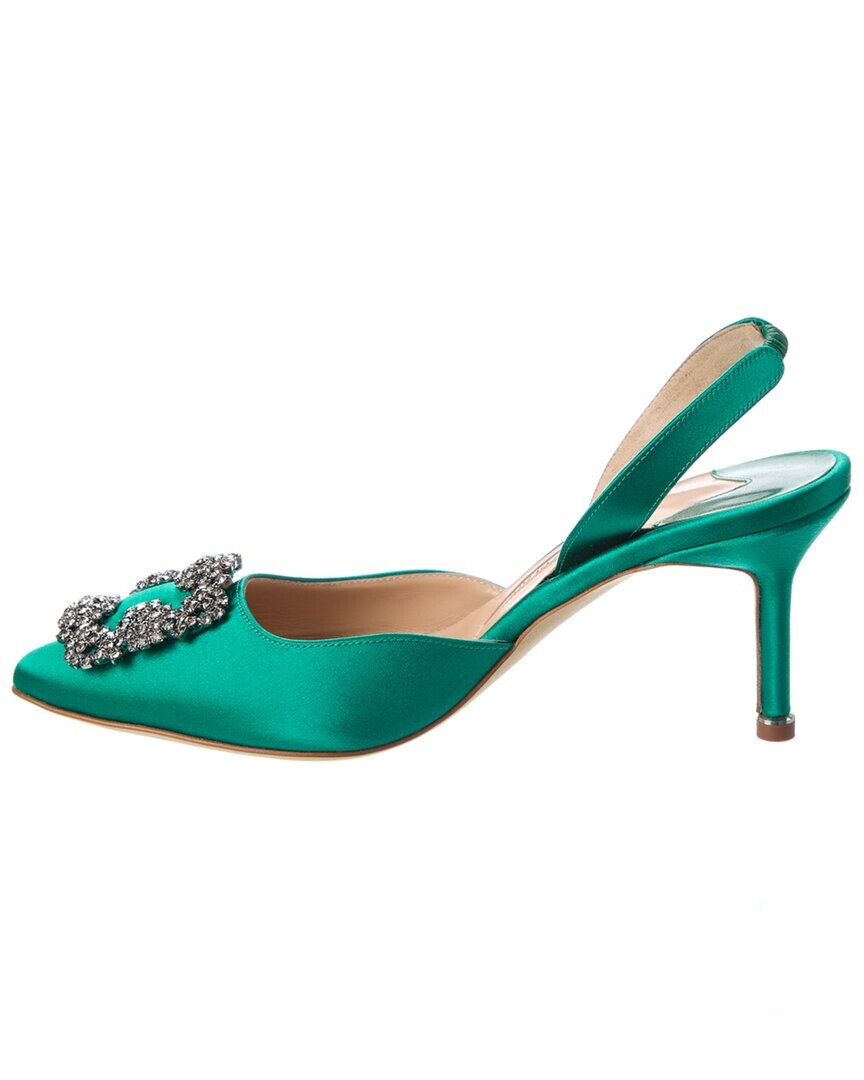 

Manolo Blahnik Атласные туфли Hangisli 70 с пяткой на пятке, зеленый