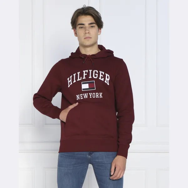Современная толстовка свободного кроя Tommy Hilfiger, бургунди — фото 2