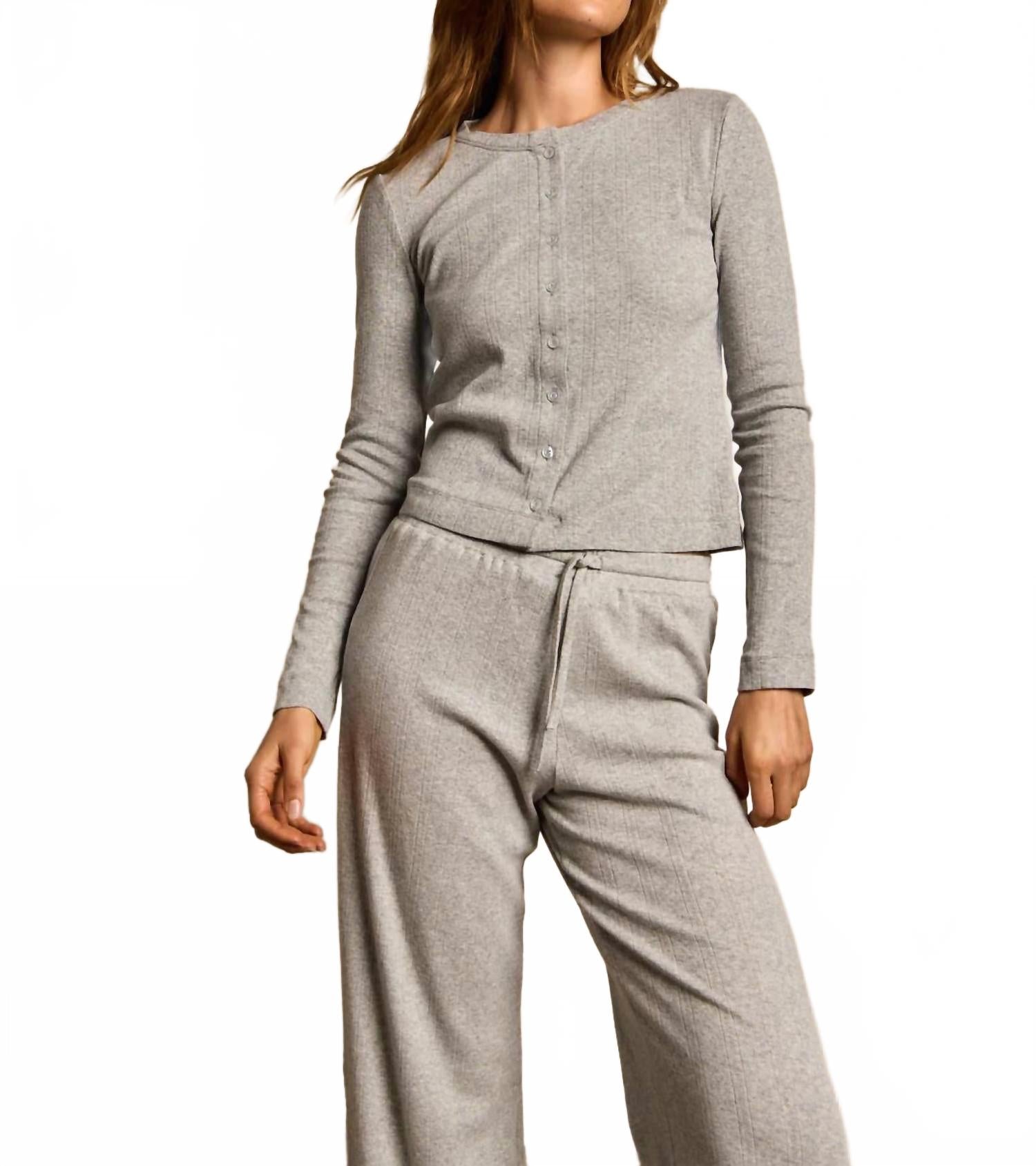 

Кардиган Lila Pointelle цвета «серый вереск» Perfectwhitetee, Heather Grey