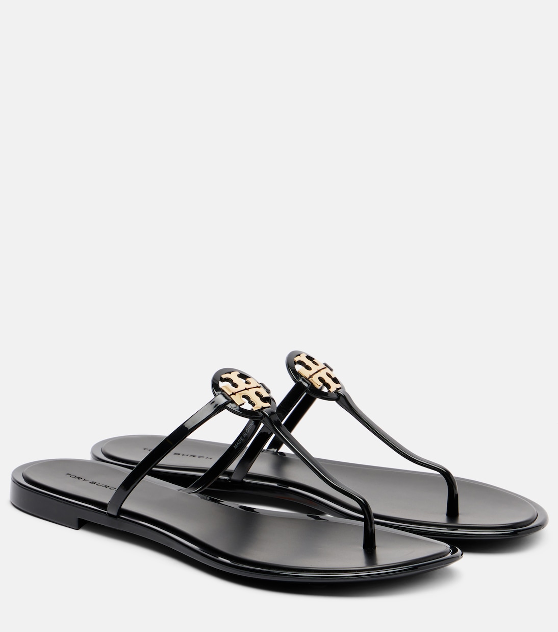 Инкрустированные сандалии-танга Tory Burch, Perfect Black / Gold