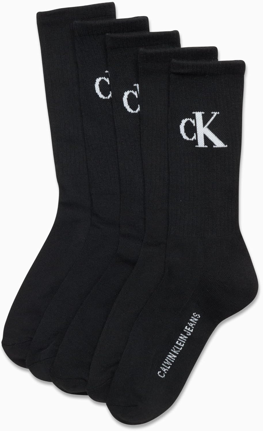 Мужские носки Calvin Klein Crew Socks - 5 пар спортивных носков до середины голени для мужчин (7-12), Black Light Grey Logo — фото 4
