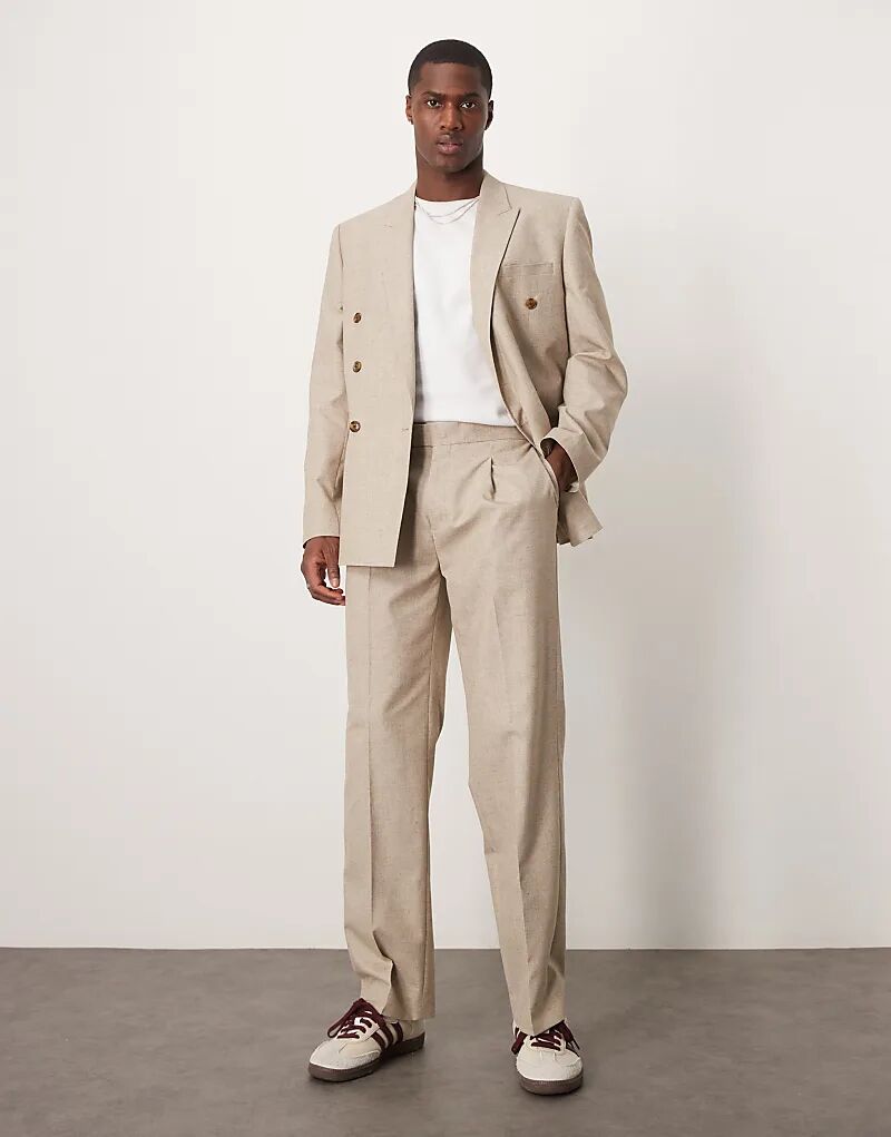 

Прямые брюки ASOS DESIGN с эластичной талией в меланжевом стиле