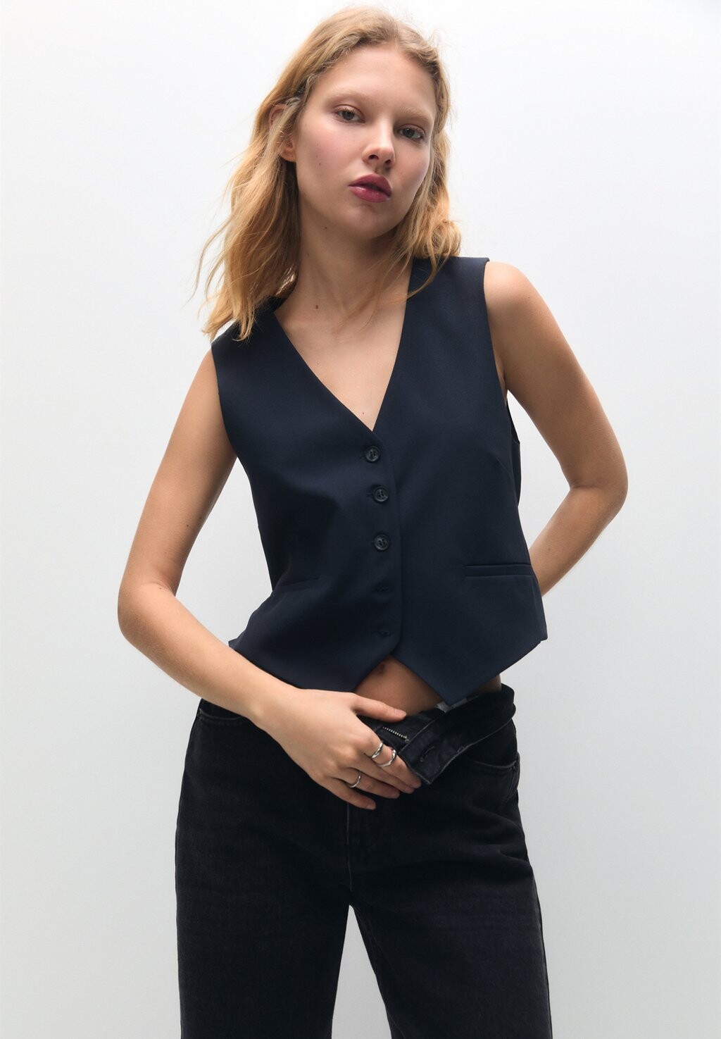 

Жилет PULL&BEAR, крапчатый темно-синий