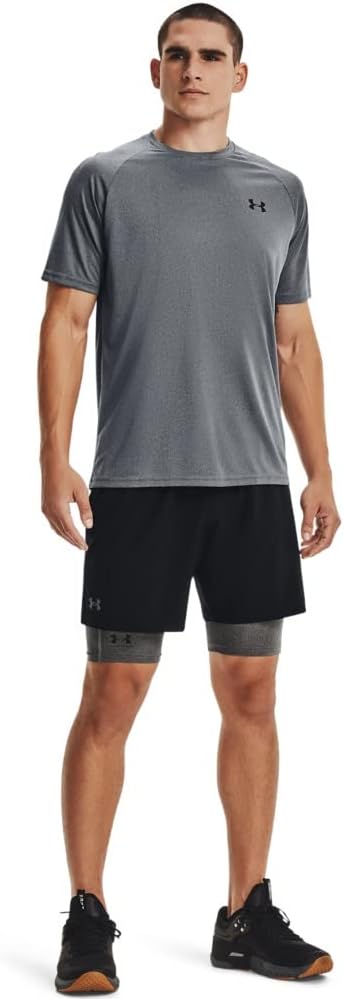Шорты Under Armour Boys HeatGear Armour, Carbon Heather (090)/Black — фото 3