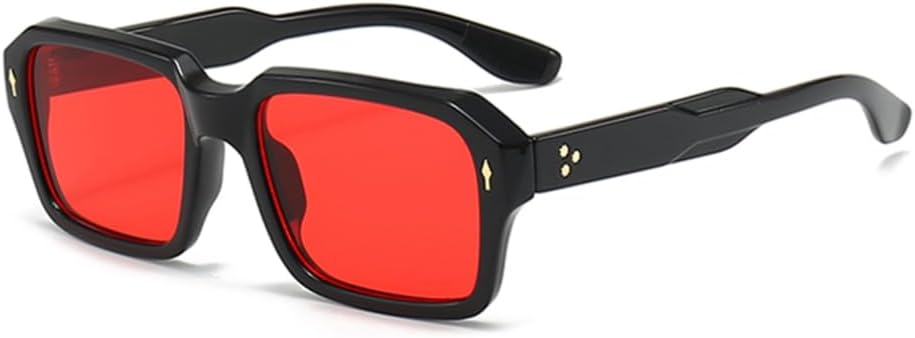 

Солнцезащитные очки с красными линзами для женщин, винтажные, с заклепками, прозрачные градиентные линзы, защита от УФ-излучения UV400 для мужчин, прямоугольные VFDHN, 4