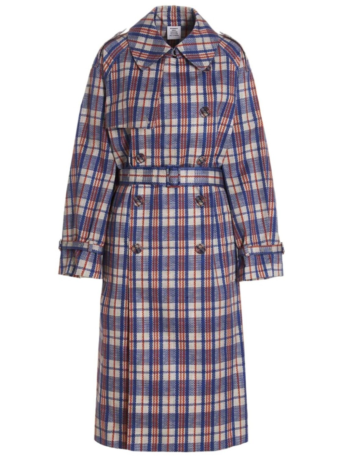 

Однобортное пальто в клетку VETEMENTS, синий